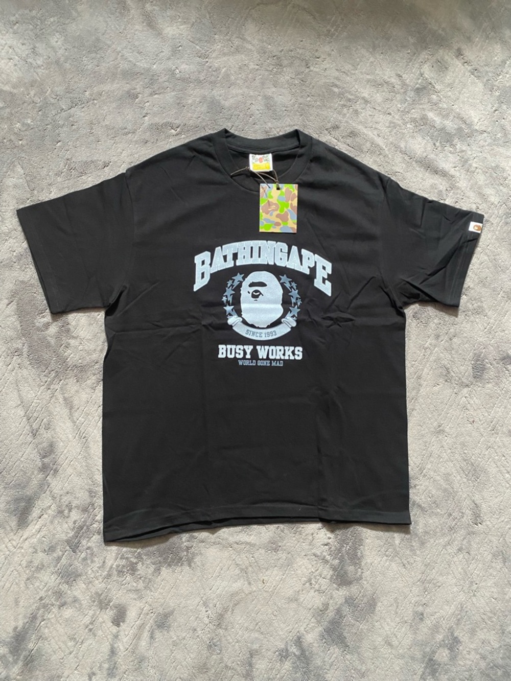 Bape Black Short-Sleeve Tee with Light Blue Logo